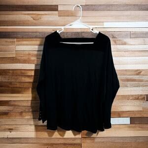 Lauren Ralph Lauren Women's Plus Sz 2X Black Square Neckline Cotton Top